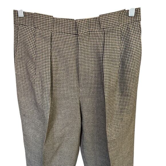 Vtg I. Magnin 100% Wool Houndstooth Womens Pants Sz 12 Pleated Old Money Preppy - Picture 2 of 10